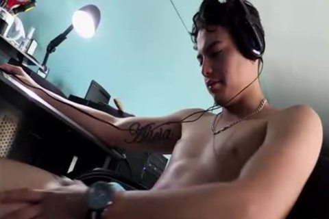 Blazing new chap Sits Back And Jacks Off His Colossal dong.