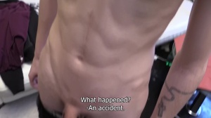 yummy lad lies down and widen the wazoo open