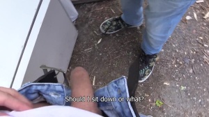 young bartender shows his penis in public