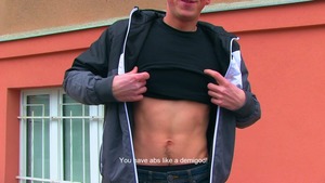 dude shakes his wazoo and enjoys a biggest load on his belly