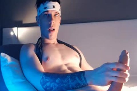 wild boy With sextoy In His wazoo stroking And cums In Live