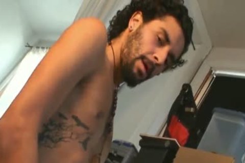 shaggy Latino With Bushy Pubes Masturbates And sucks The C