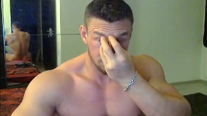 White Muscle chap With tasty rod Shows Off